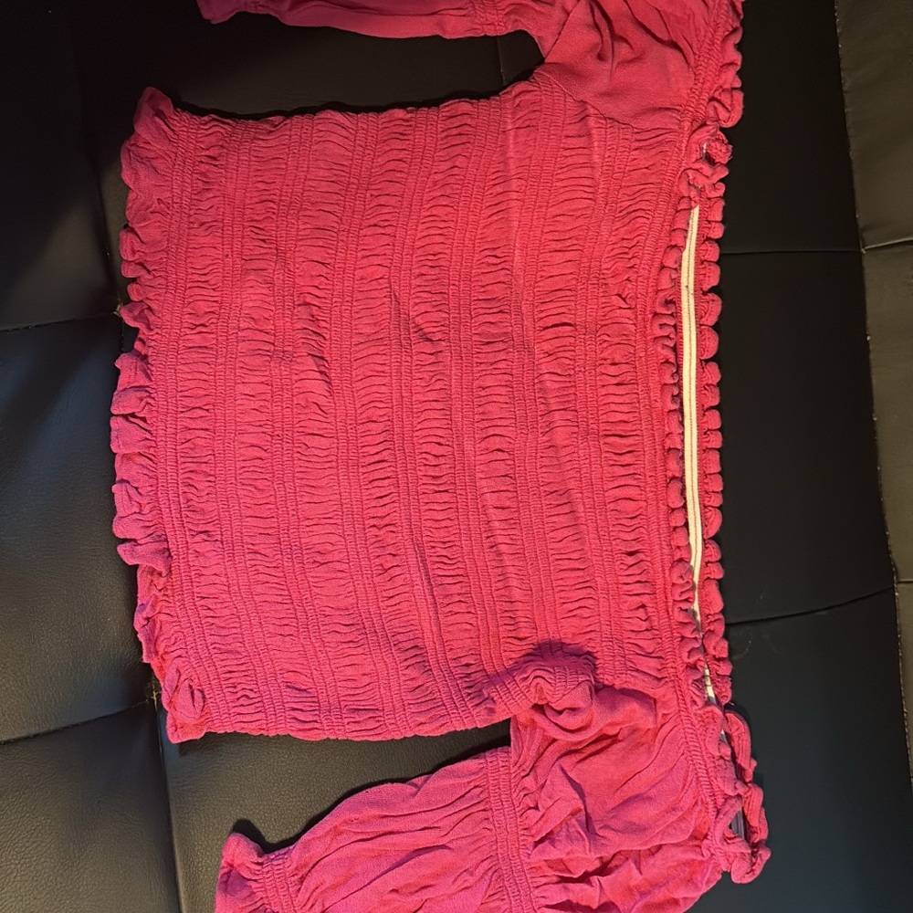 Pink Ruffled Long Sleeve Top